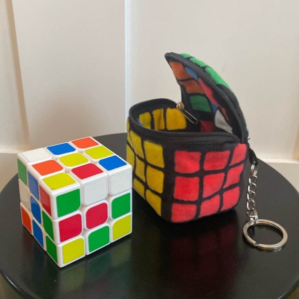 Rubiks Cube & Plush Travel Case (reversible) keychain